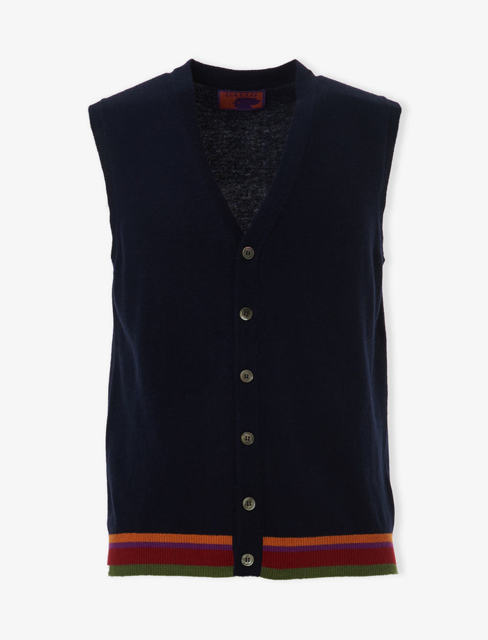 Gilet uomo lana, viscosa e cashmere blu royal tinta unita - Gallo 1927 - Official Online Shop