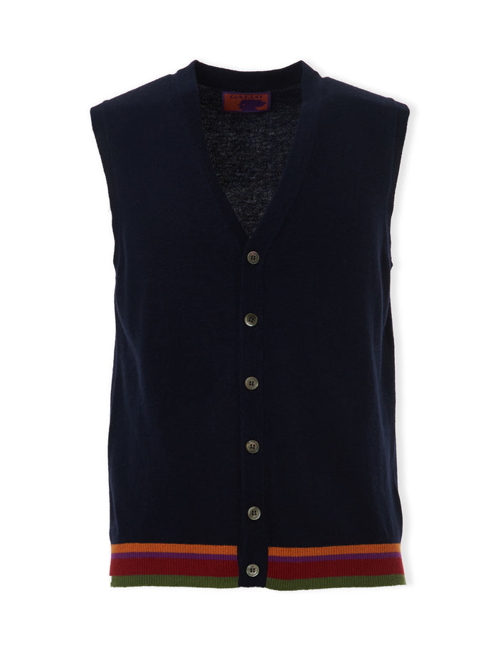 Gilet uomo lana, viscosa e cashmere blu royal tinta unita - Gallo 1927 - Official Online Shop