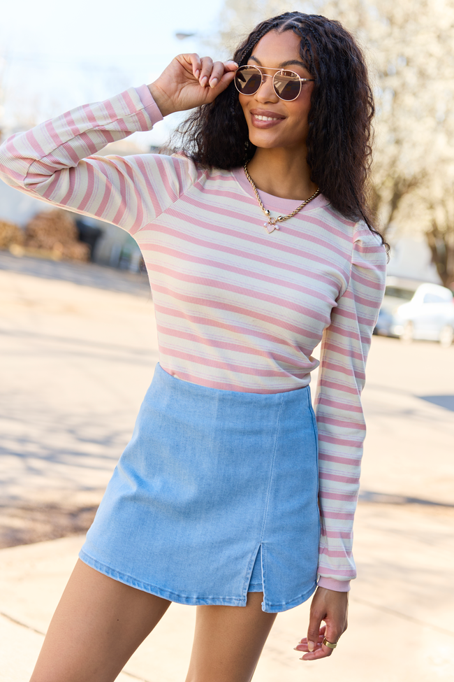 Ginger Pink Striped Puff Long Sleeve FINAL SALE