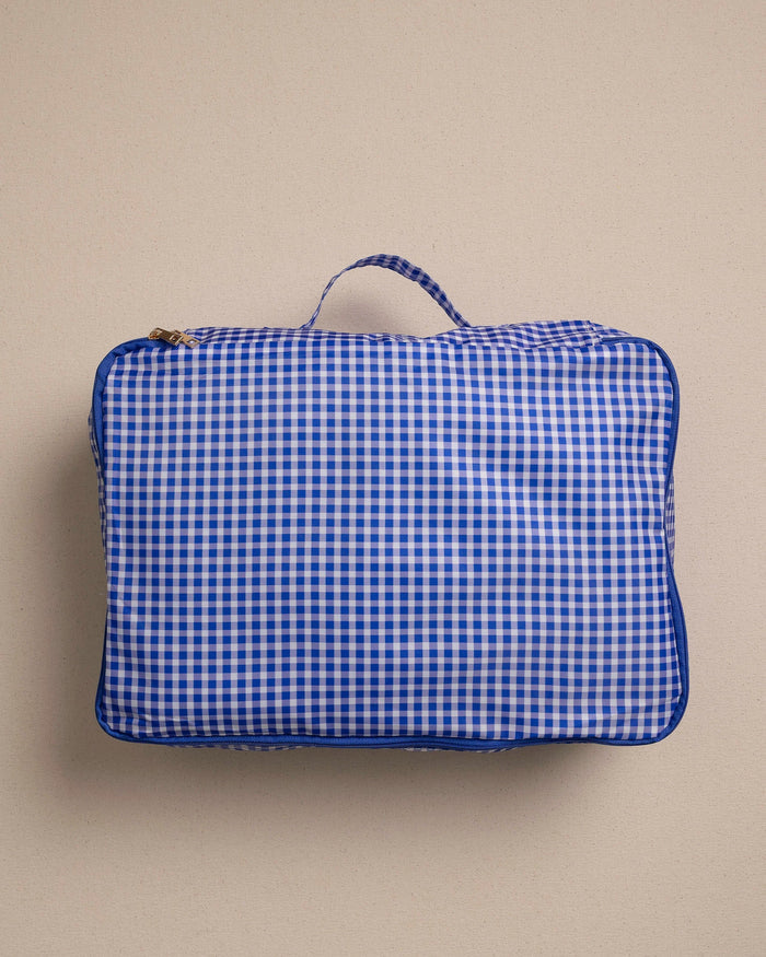 The medium view of the Southern Tide Gingham Packing Cubes 4-Piece Set by Southern Tide - Blue