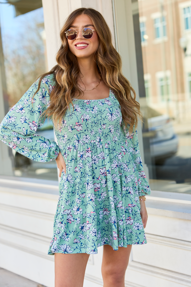 Gloria Green Floral Dress FINAL SALE
