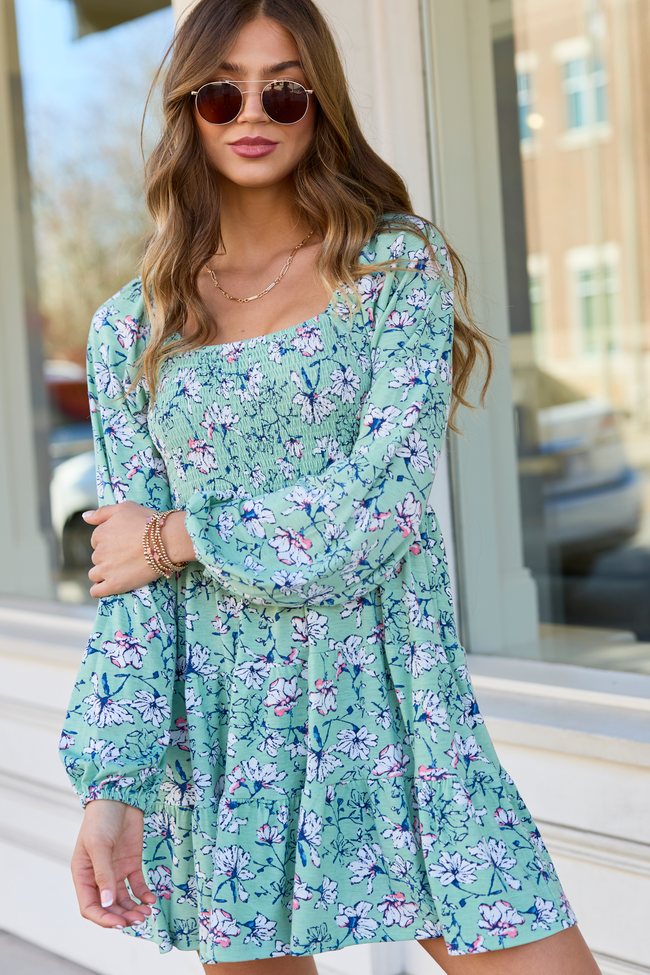 Gloria Green Floral Dress FINAL SALE