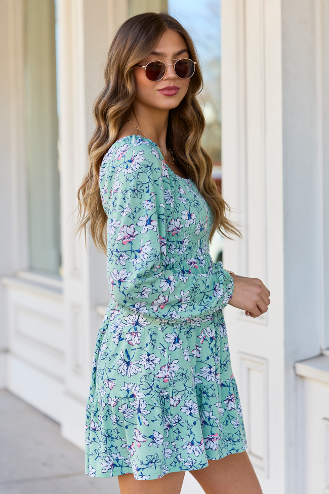 Gloria Green Floral Dress FINAL SALE