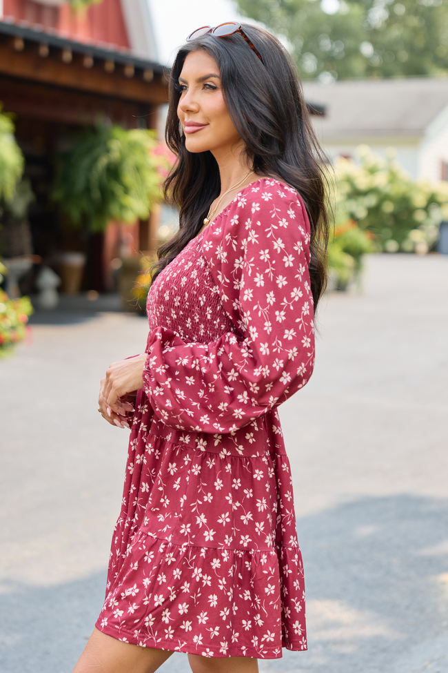 Gloria Wine Floral Dress