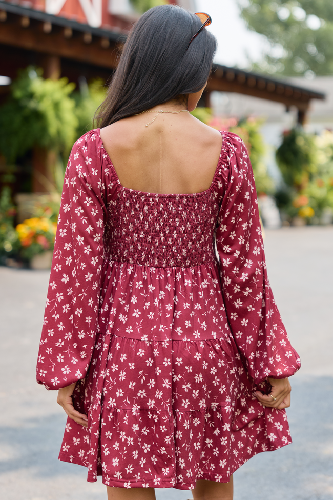 Gloria Wine Floral Dress