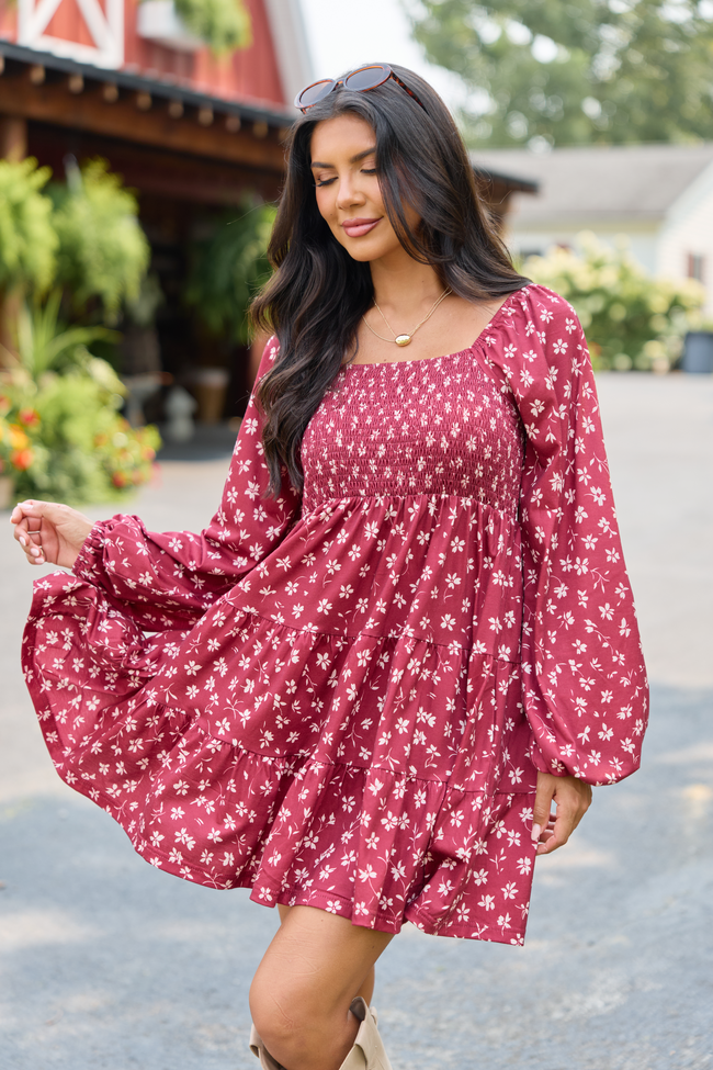 Gloria Wine Floral Dress