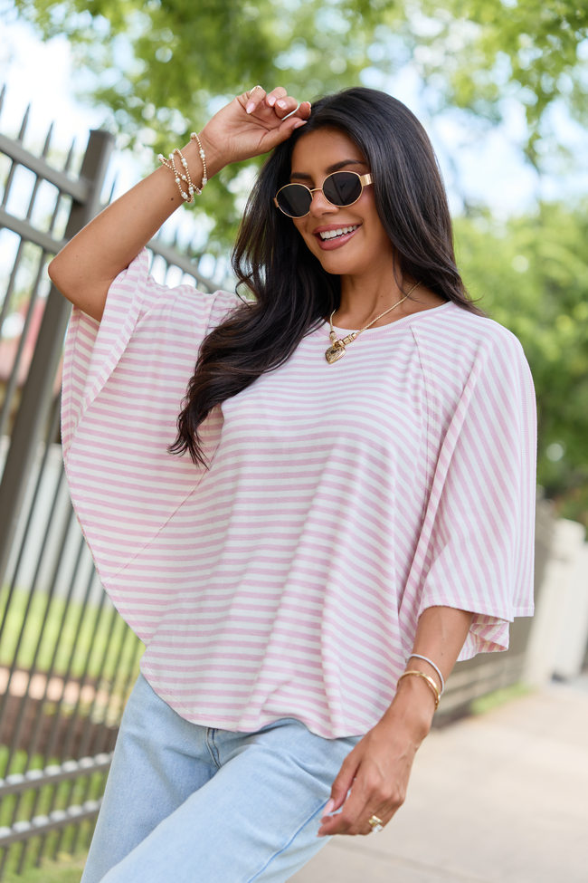 Go With The Flow Pink/White Oversized Knit Tee