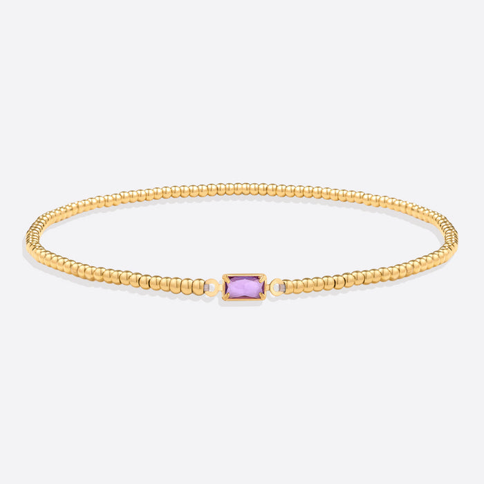 Gold Beaded Birthstone Bracelet