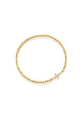 Gold Beaded Cross Stretch Bracelet