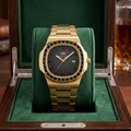 Gold Chain Black Dial Watch Dimond Dial Men's Watch – Luxury Stylish Wrist Watch for Men