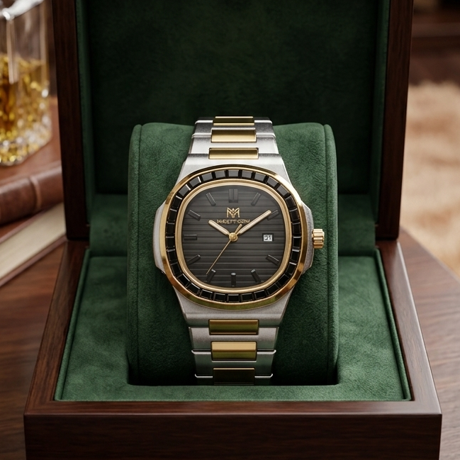 Gold Chain Black Dial Watch Dimond Dial Men's Watch – Luxury Stylish Wrist Watch for Men