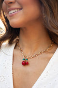 Gold Cherry Charm Necklace SALE