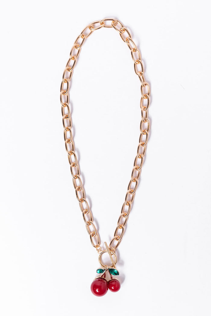 Gold Cherry Charm Necklace SALE