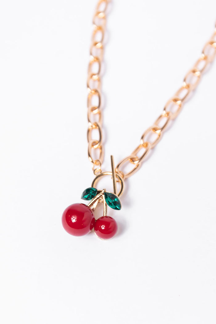 Gold Cherry Charm Necklace SALE