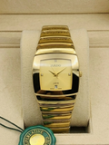 Gold-tone case with a black dial watch ;date Style watch Stainless steel band