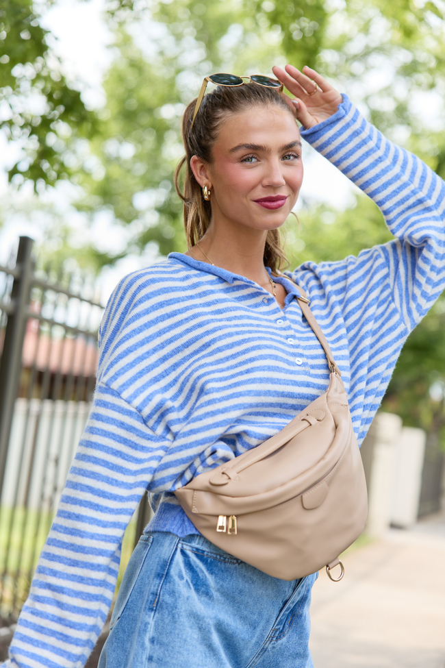Good Company Blue Striped Henley Sweater