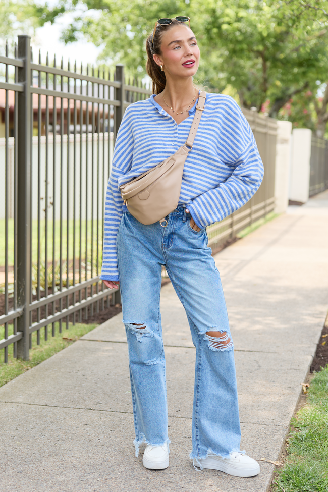 Good Company Blue Striped Henley Sweater