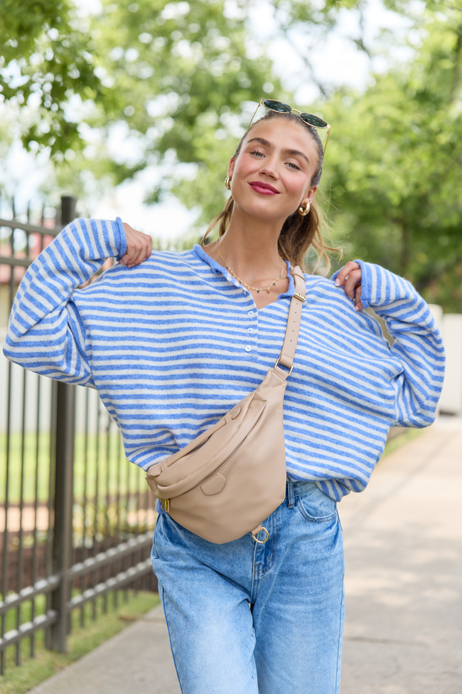 Good Company Blue Striped Henley Sweater