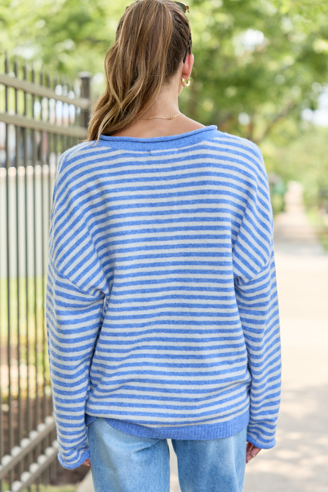 Good Company Blue Striped Henley Sweater