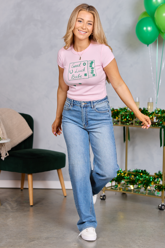Good Luck Babe Pink Baby Graphic Tee FINAL SALE