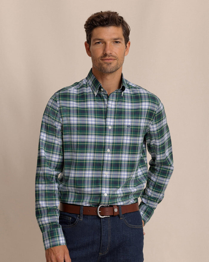 The front view of the Southern Tide Gordon Tartan Skipjack Sport Shirt by Southern Tide - Salt Meadow