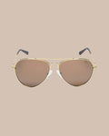 The front view of the Southern Tide Greenville Aviator by Southern Tide - Yellow Gold Frame with Desert Sand Lens
