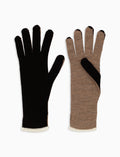 Guanti donna lana, seta e cashmere nero tinta unita e contrasti - Gallo 1927 - Official Online Shop