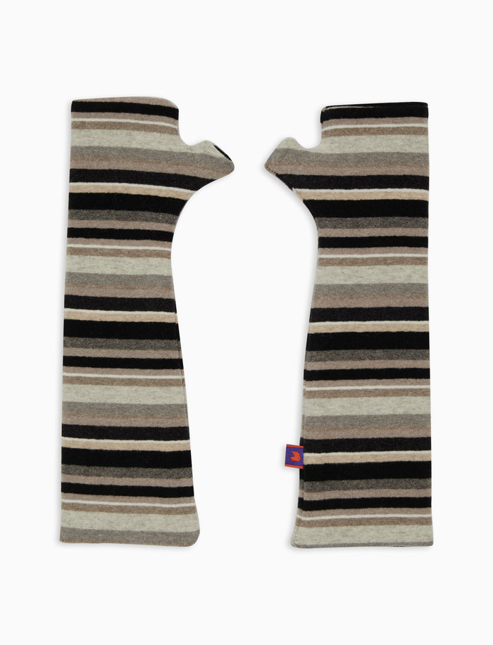 Guanto senza dita donna pile nero righe multicolor - Gallo 1927 - Official Online Shop