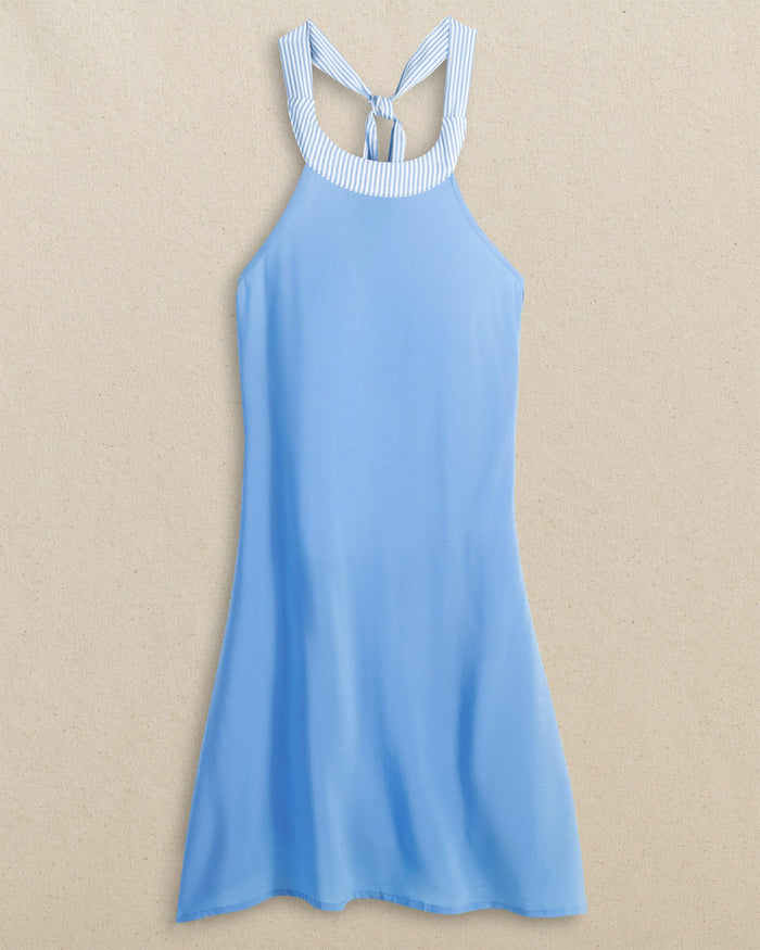 The front view of the Southern Tide Halter Neck Short Cover-Up Dress by Southern Tide - Ocean Channel