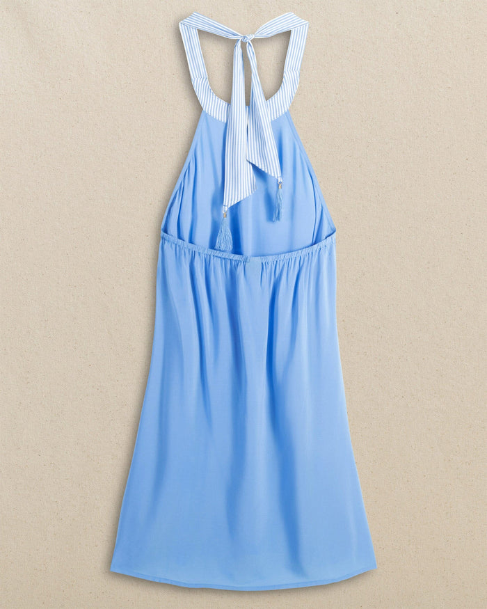 The back view of the Southern Tide Halter Neck Short Cover-Up Dress by Southern Tide - Ocean Channel