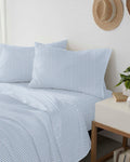 The side view of the Southern Tide Hampstead Sheet Set by Southern Tide - Blue