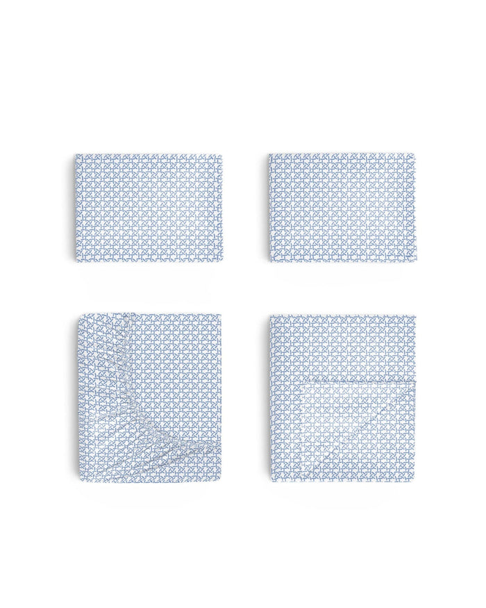 The front view of the Southern Tide Hampstead Sheet Set by Southern Tide - Blue