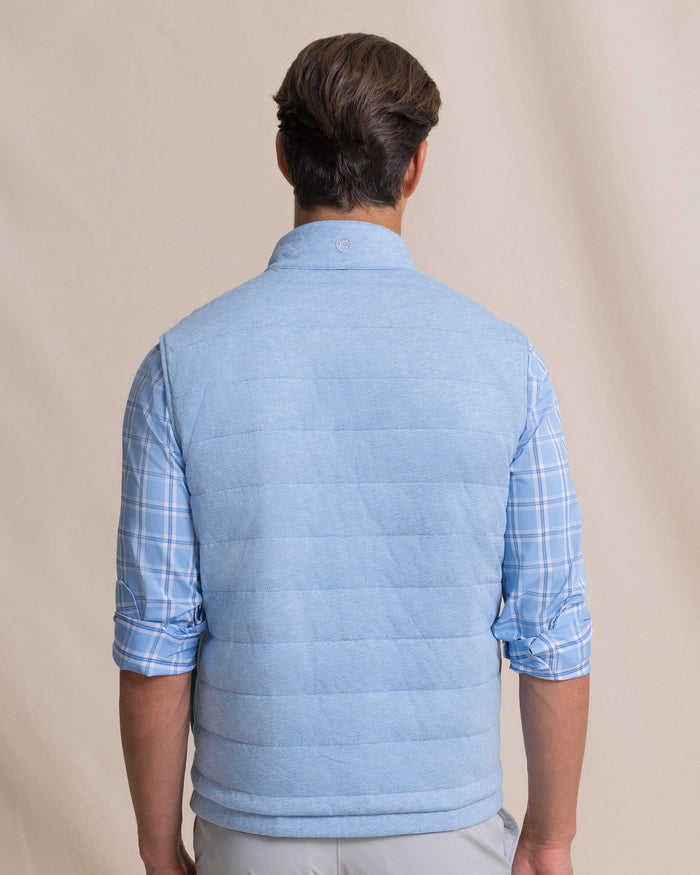 The back view of the Southern Tide Harbor Reversible Vest by Southern Tide - Nautical Blue