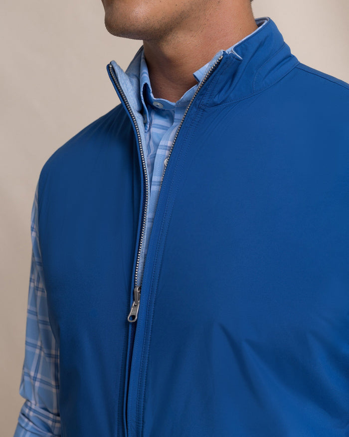 The detail view of the Southern Tide Harbor Reversible Vest by Southern Tide - Nautical Blue