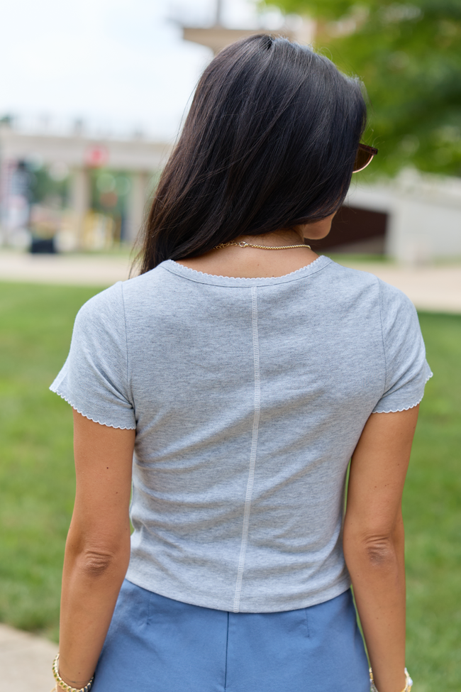 Harlyn Grey Scallop Trim Tee
