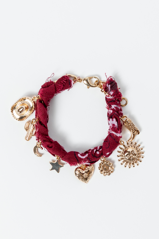 Haven Burgundy Bandana Charm Bracelet FINAL SALE