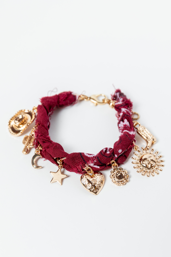 Haven Burgundy Bandana Charm Bracelet FINAL SALE