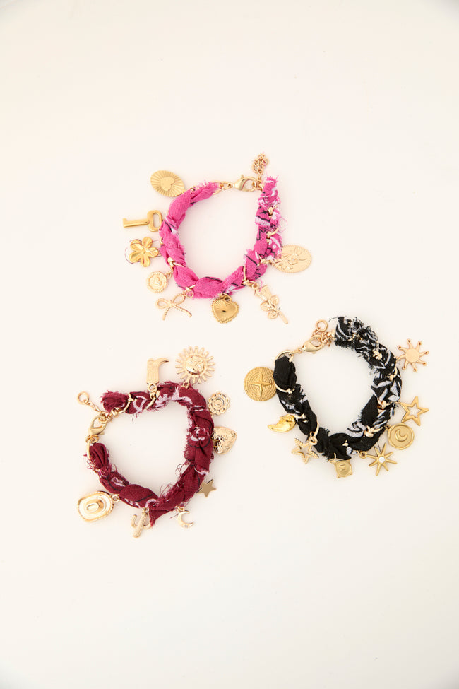 Haven Burgundy Bandana Charm Bracelet FINAL SALE