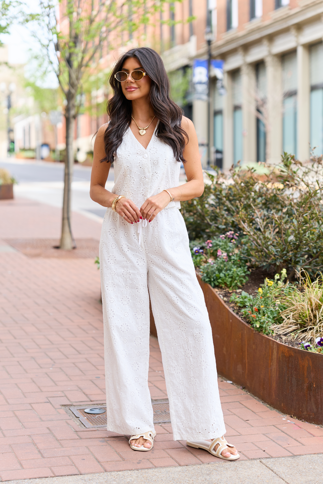 Haven White Eyelet Lace Pants FINAL SALE