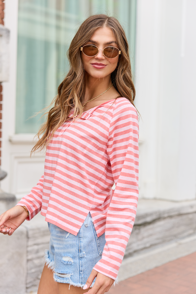 Hayes Pink Stripe Henley FINAL SALE