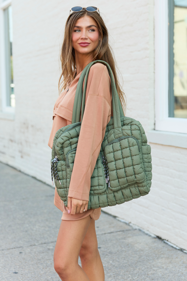 Haylie Olive Quilted Weekender