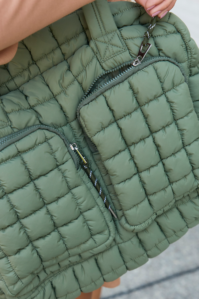 Haylie Olive Quilted Weekender