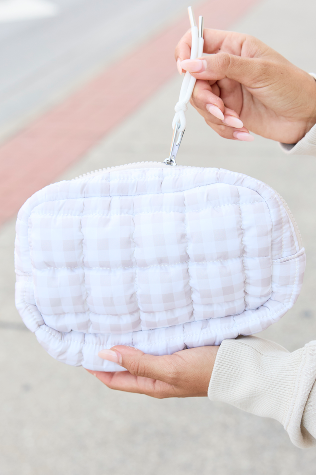 Haylie Taupe Gingham Quilted Mini Bag