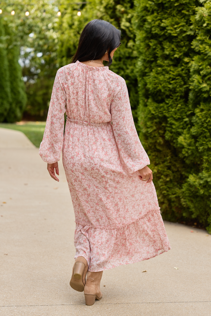 Heart & Soul Pink Floral Long Sleeve Maxi Dress