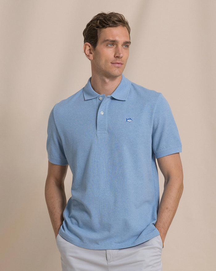 The front view of the Southern Tide Heather Skipjack Polo by Southern Tide - Heather Ocean Channel