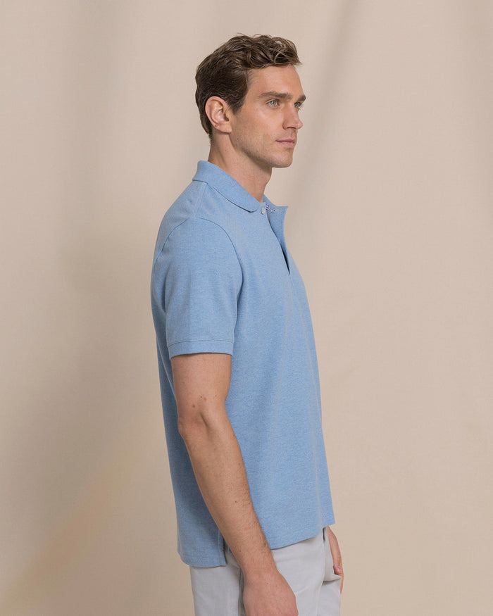 The side view of the Southern Tide Heather Skipjack Polo by Southern Tide - Heather Ocean Channel