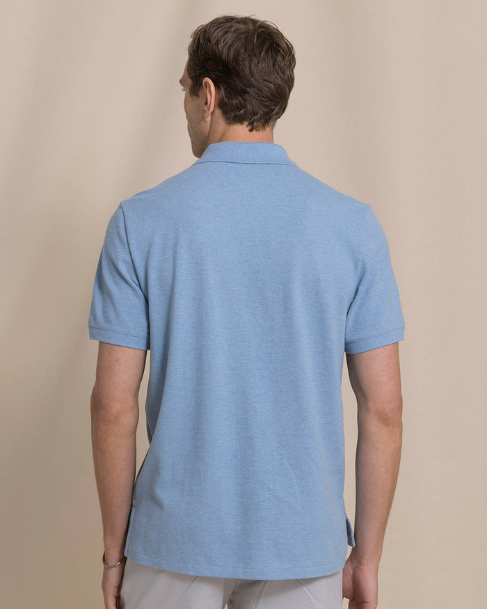 The back view of the Southern Tide Heather Skipjack Polo by Southern Tide - Heather Ocean Channel