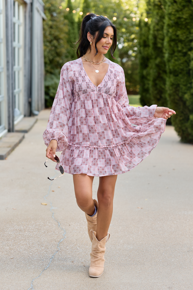 Here We Are Patchwork Mini Dress