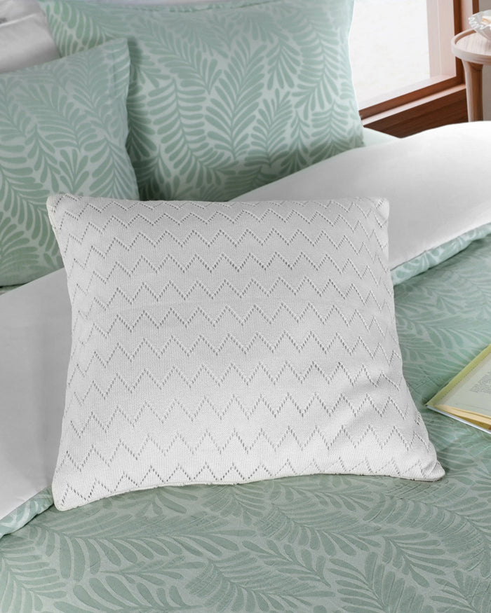 The detail view of the Southern Tide Herringbone Square Decorative Pillow by Southern Tide - Ivory