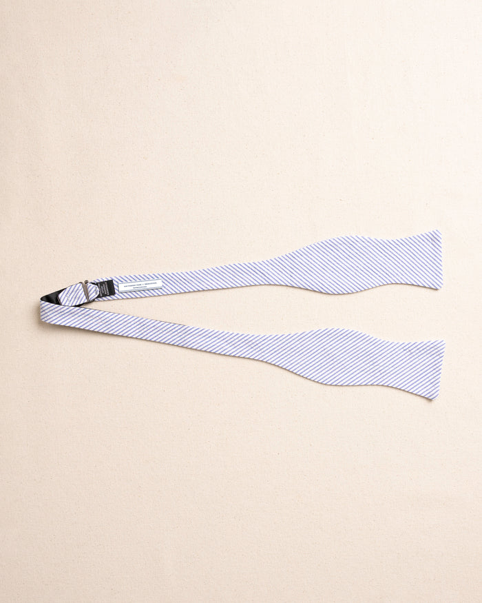 The untied view of the Southern Tide Blue and White Seersucker Bow Tie by Southern Tide - Blue